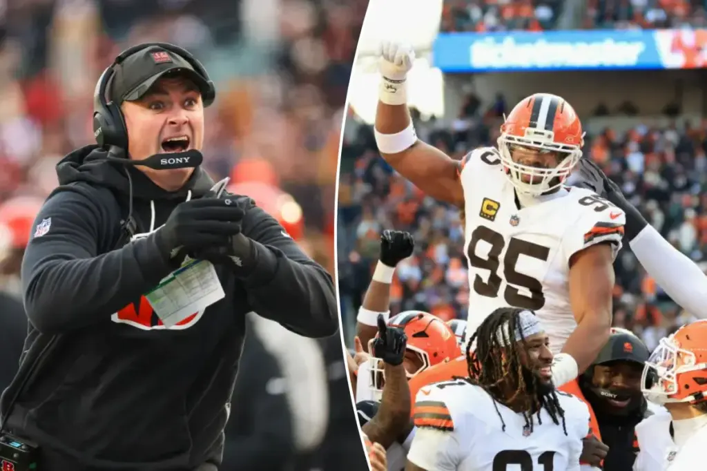 Zac Taylor upset after officials halt game for Myles Garrett's sack-record celebration