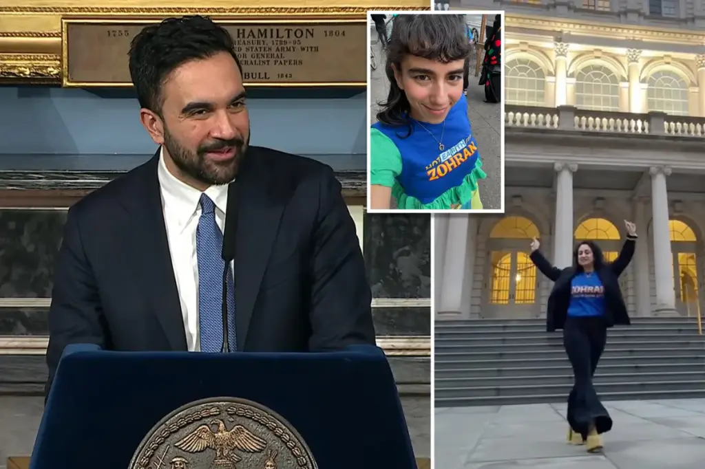 Zohran Mamdani's initial press conference at City Hall as mayor features enthusiastic influencers.