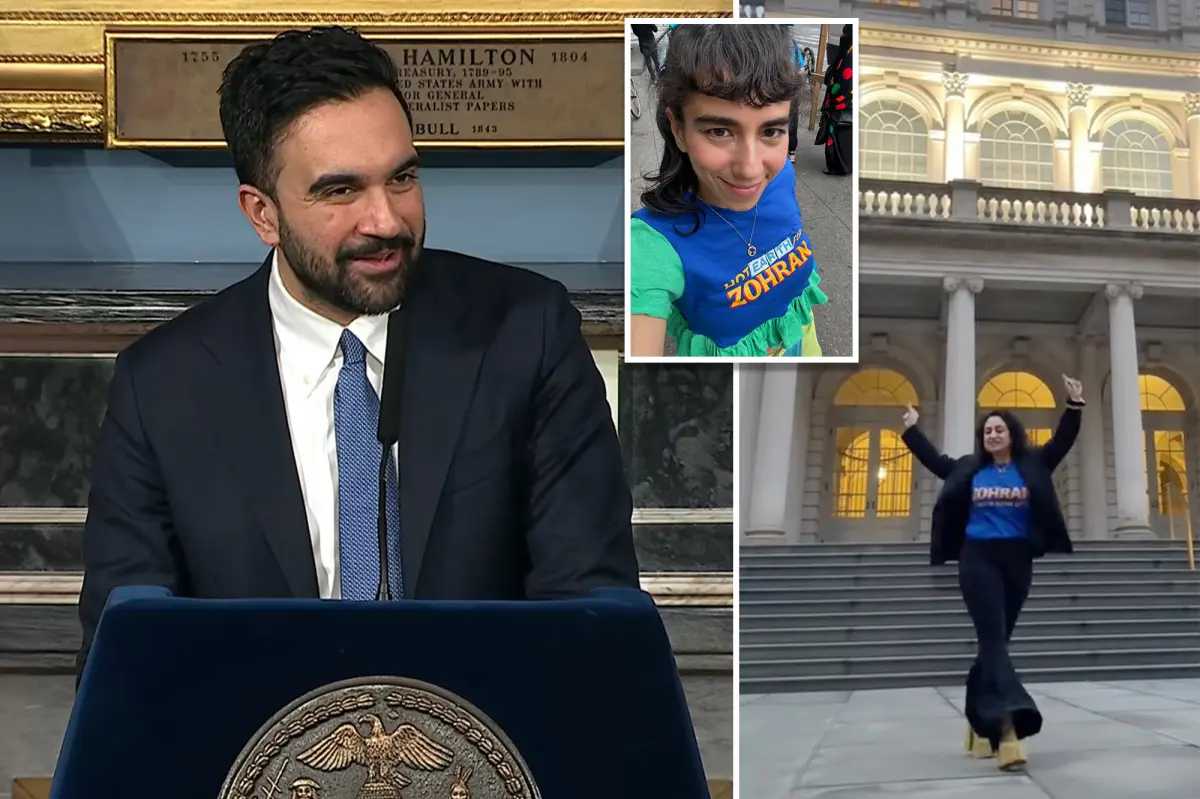 Zohran Mamdani's initial press conference at City Hall as mayor features enthusiastic influencers.