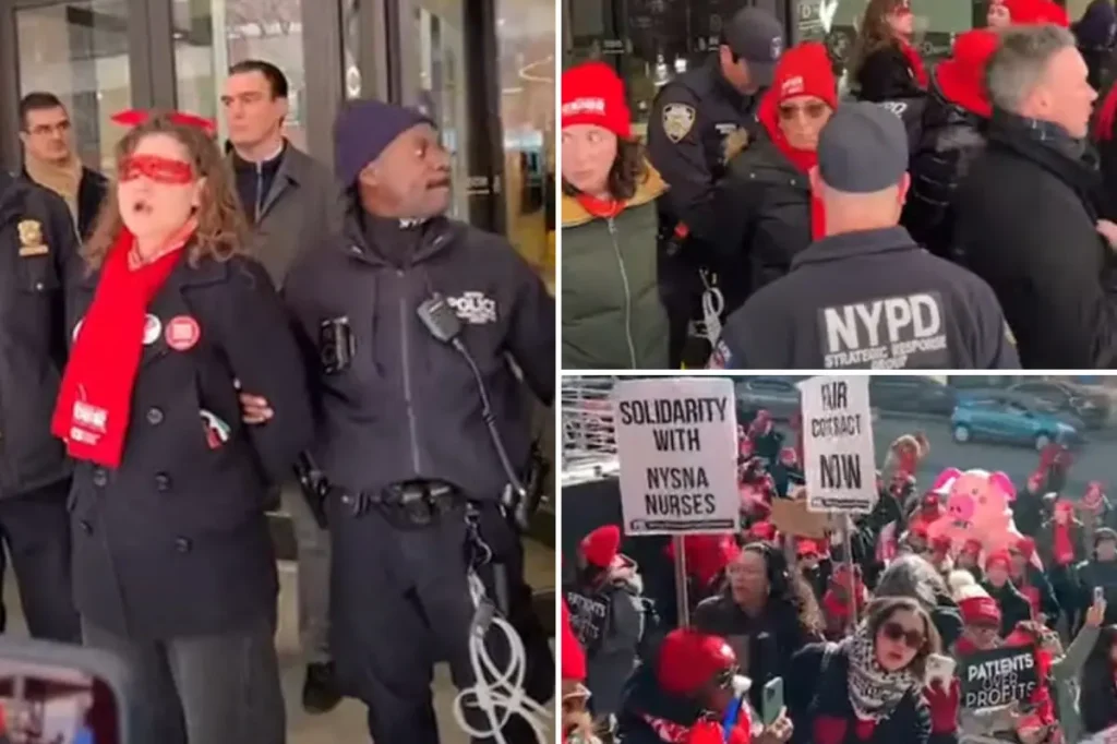 13 nurses detained for obstructing NYC building as strike against three hospitals enters its 25th day