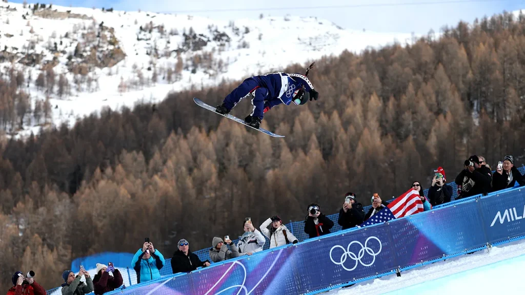 Browns player Myles Garrett stands by girlfriend Chloe Kim during the Olympics.