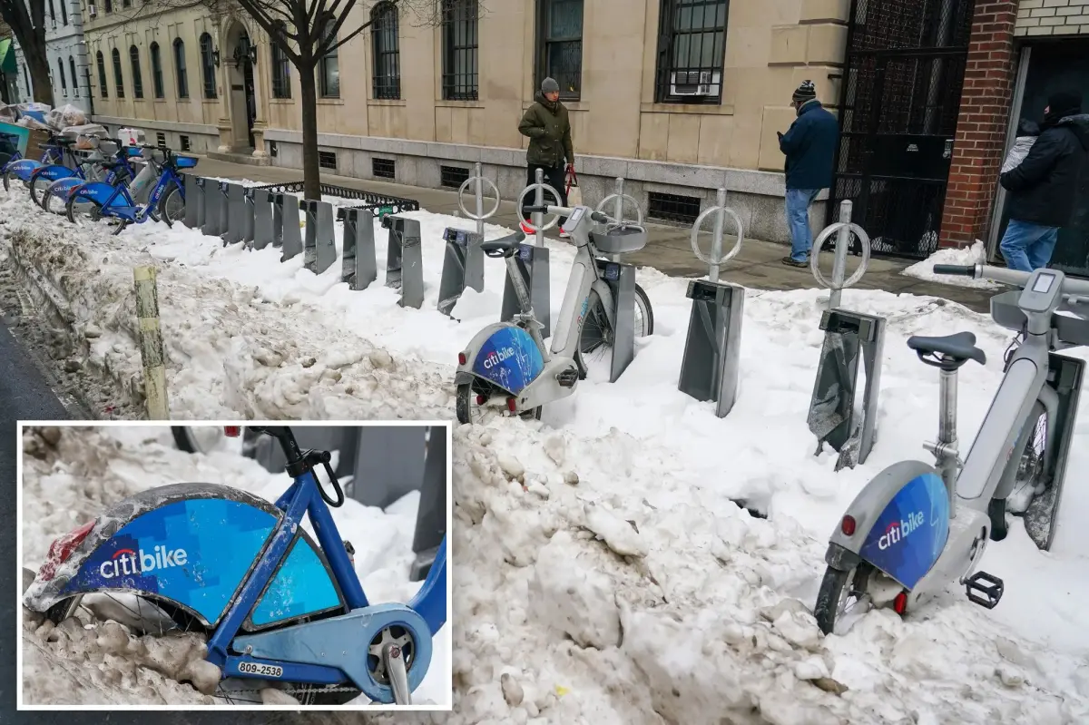 CitiBike stations in NYC remain covered in snow, with 83% out of service