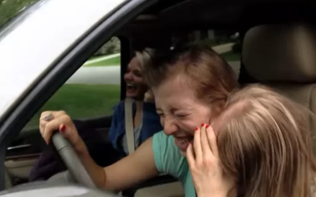 Conjoined twins Abby and Brittany Hensel from Minnesota share how they drive a car.