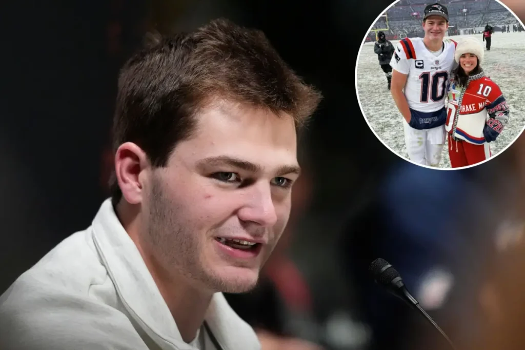 Drake Maye shares a touching moment during Super Bowl 2026 by ranking his wife's baked treats.