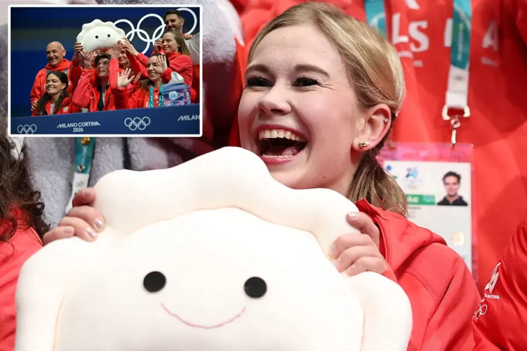 Fans of the Olympics hurry to purchase the Poland pierogi stuffed toy.