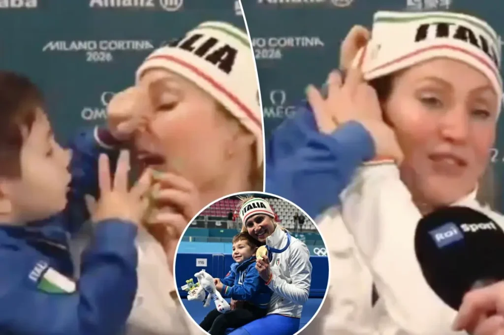 Francesca Lollobrigida's son captures hearts in an adorable Olympic moment
