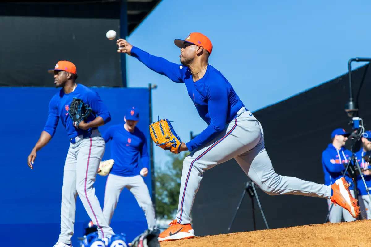 Freddy Peralta begins his adjustment with the Mets during spring training.