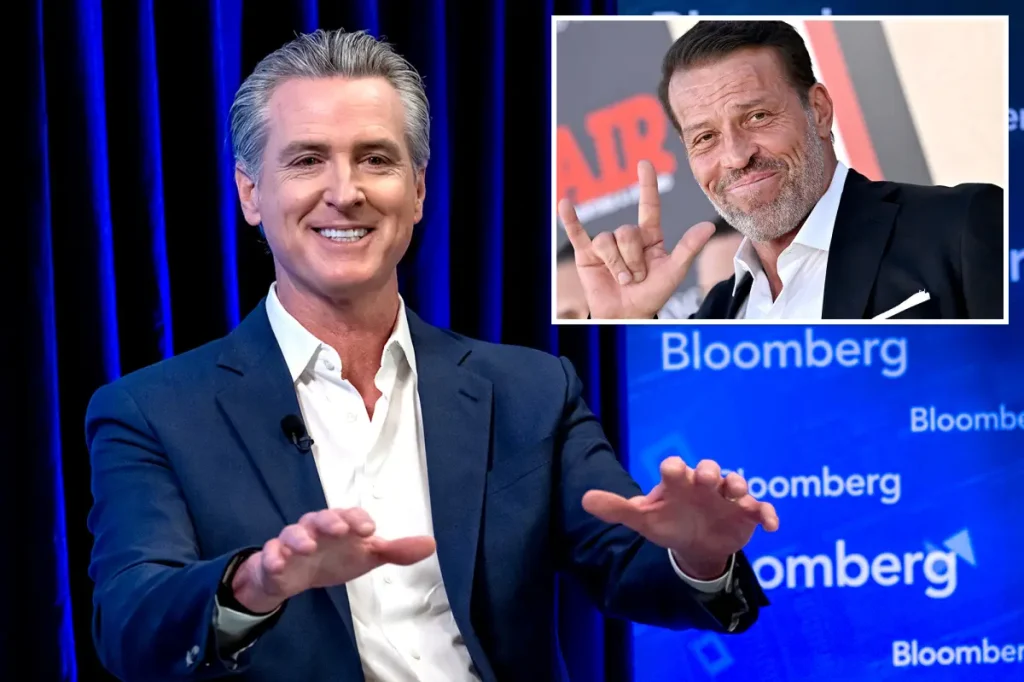 Gavin Newsom shares his admiration for Tony Robbins