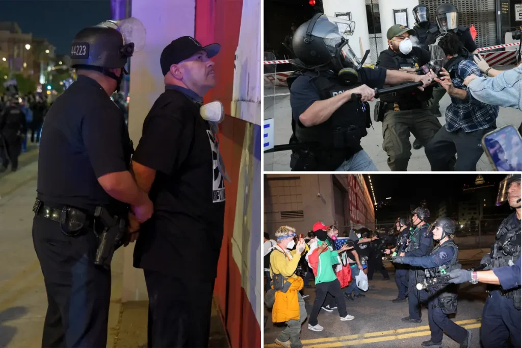 Hundreds taken into custody following tumultuous protests in downtown Los Angeles