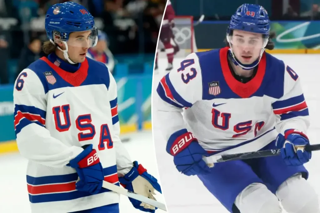 Jack and Quinn Hughes competing together for the first time in the Olympics