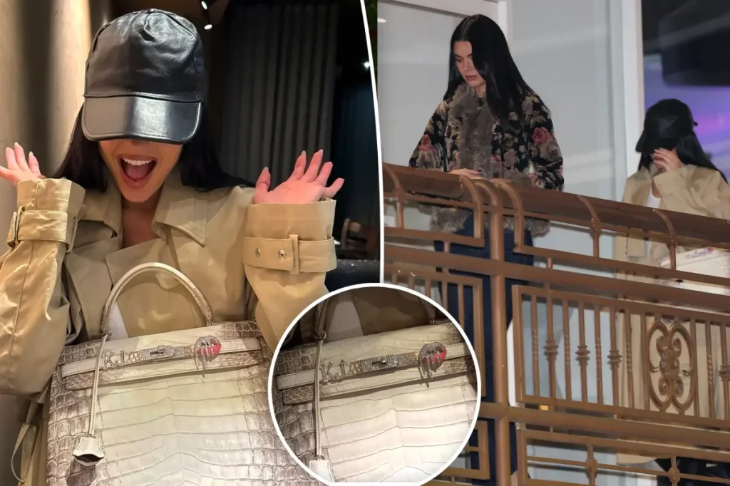 Kylie Jenner brings her $500K Hermès Himalayan Kelly to a popular sushi restaurant.