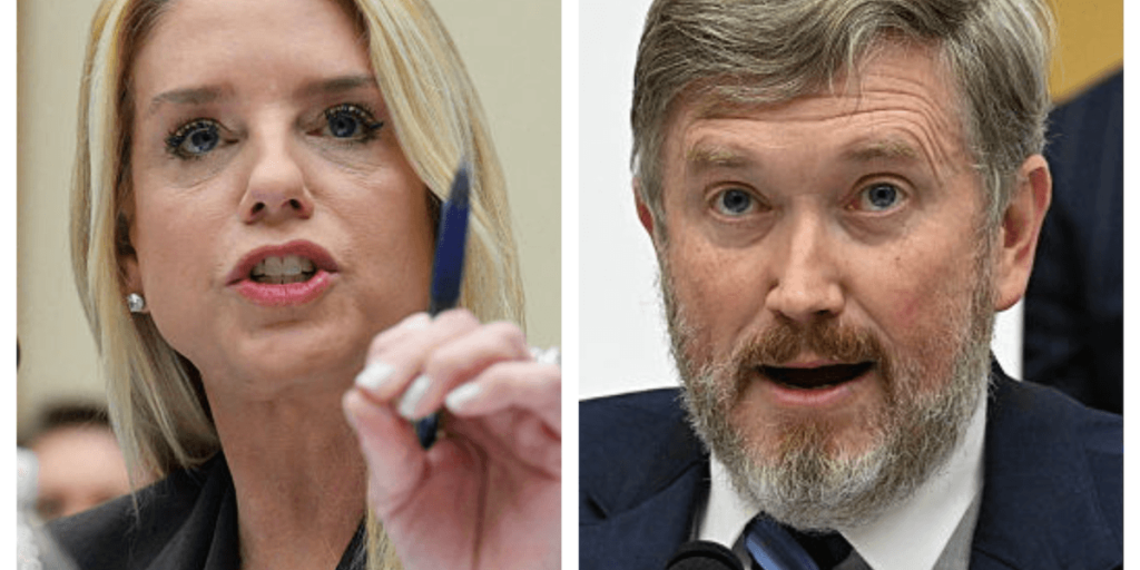 Massie playfully confronts Bondi about Epstein document blackouts.