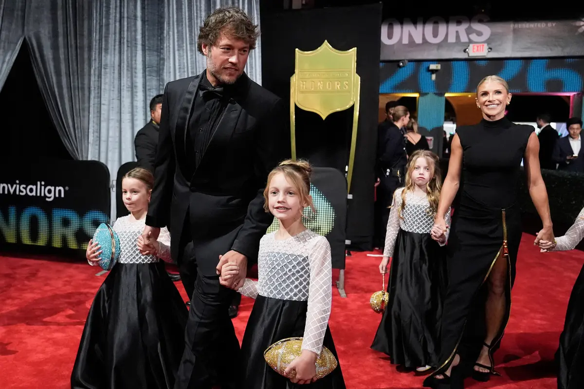 Matthew and Kelly Stafford attend NFL Honors on the red carpet