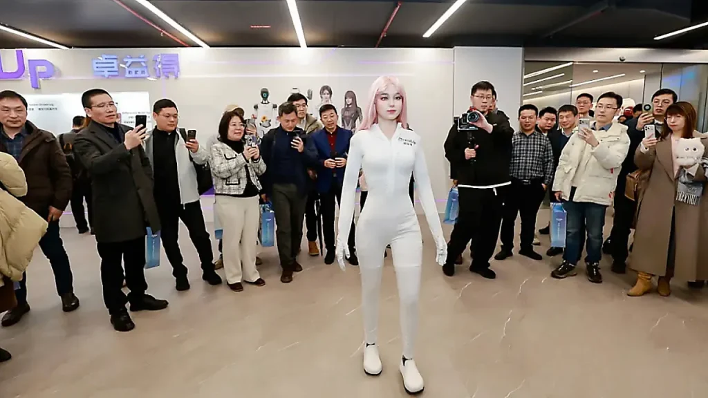 Moya humanoid robot features warm skin and camera eyes that follow movement
