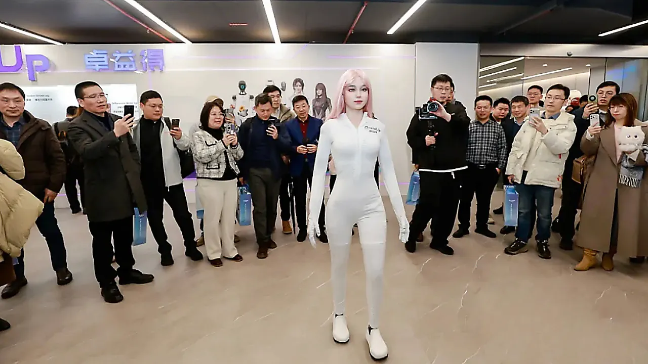 Moya humanoid robot features warm skin and camera eyes that follow movement