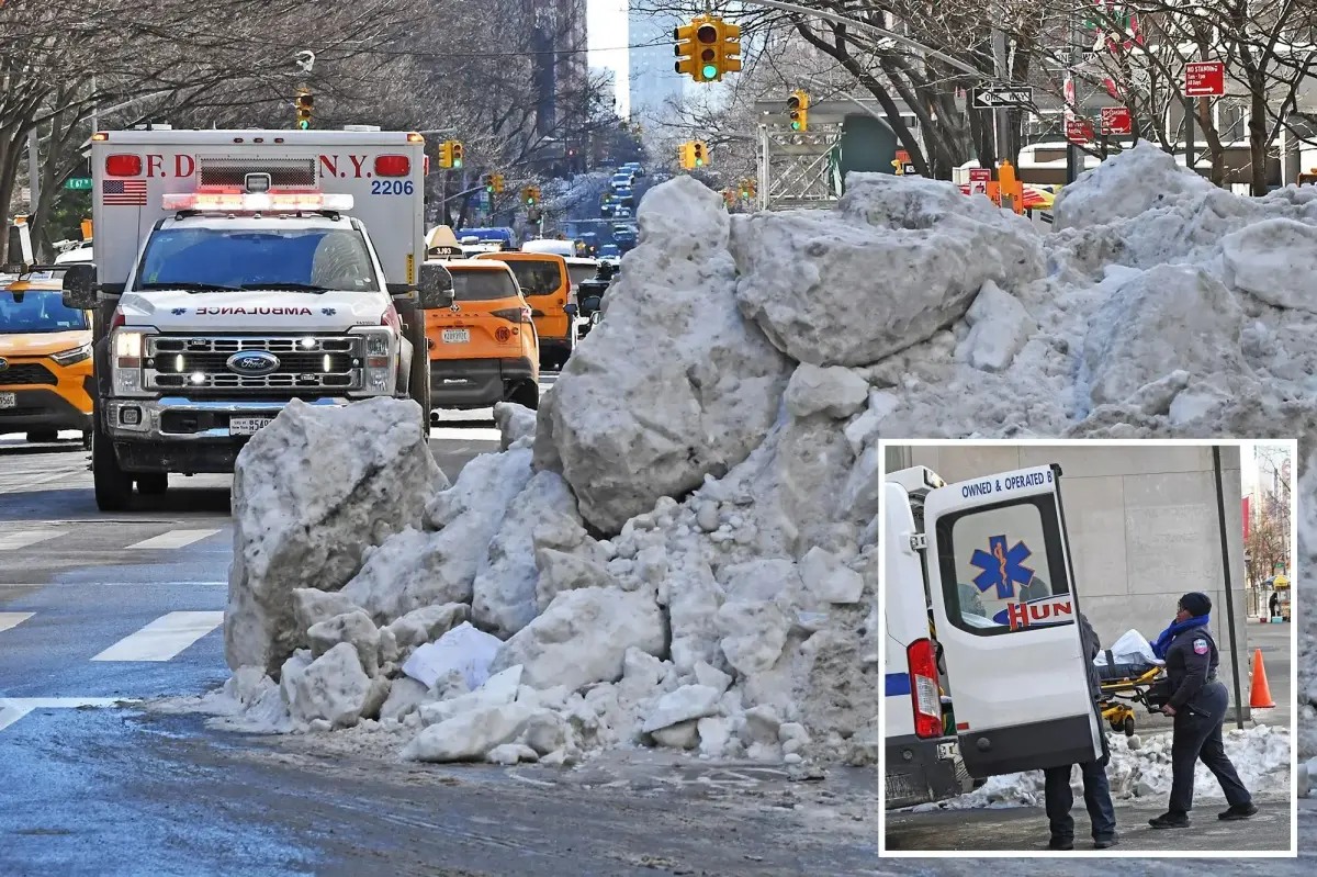 New York City EMTs and hospitals struggling with large amounts of week-old snow
