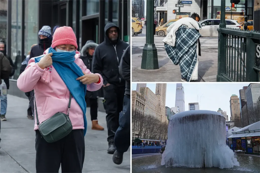 New York City experiences colder temperatures than Antarctica as the harshest winter cold in two decades strikes the Northeast.