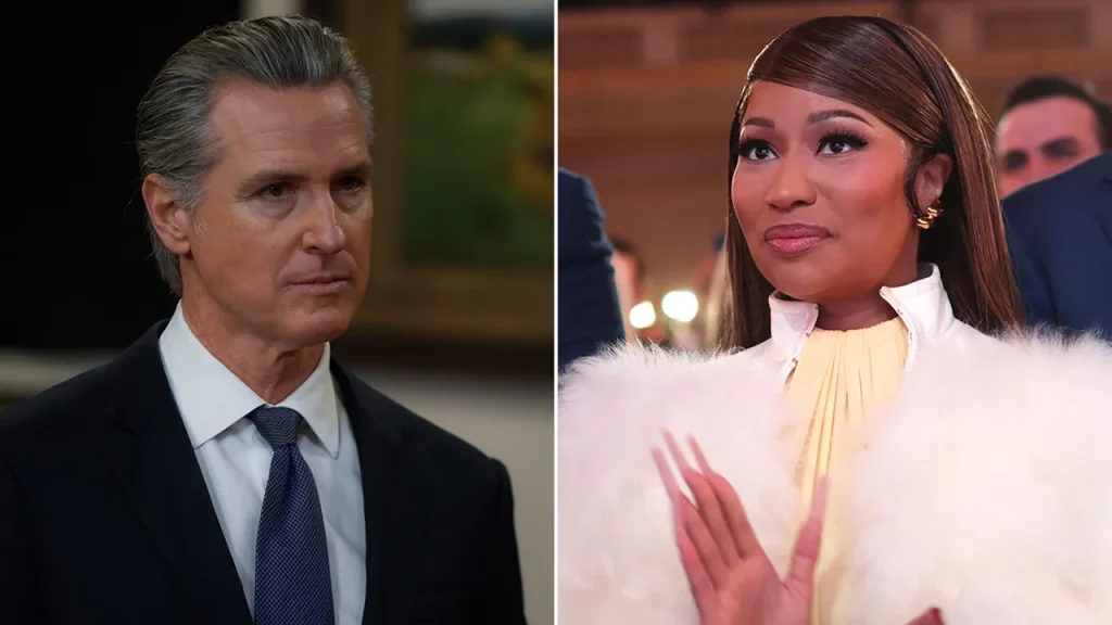 Nicki Minaj claims Gavin Newsom is attempting to mimic Donald Trump