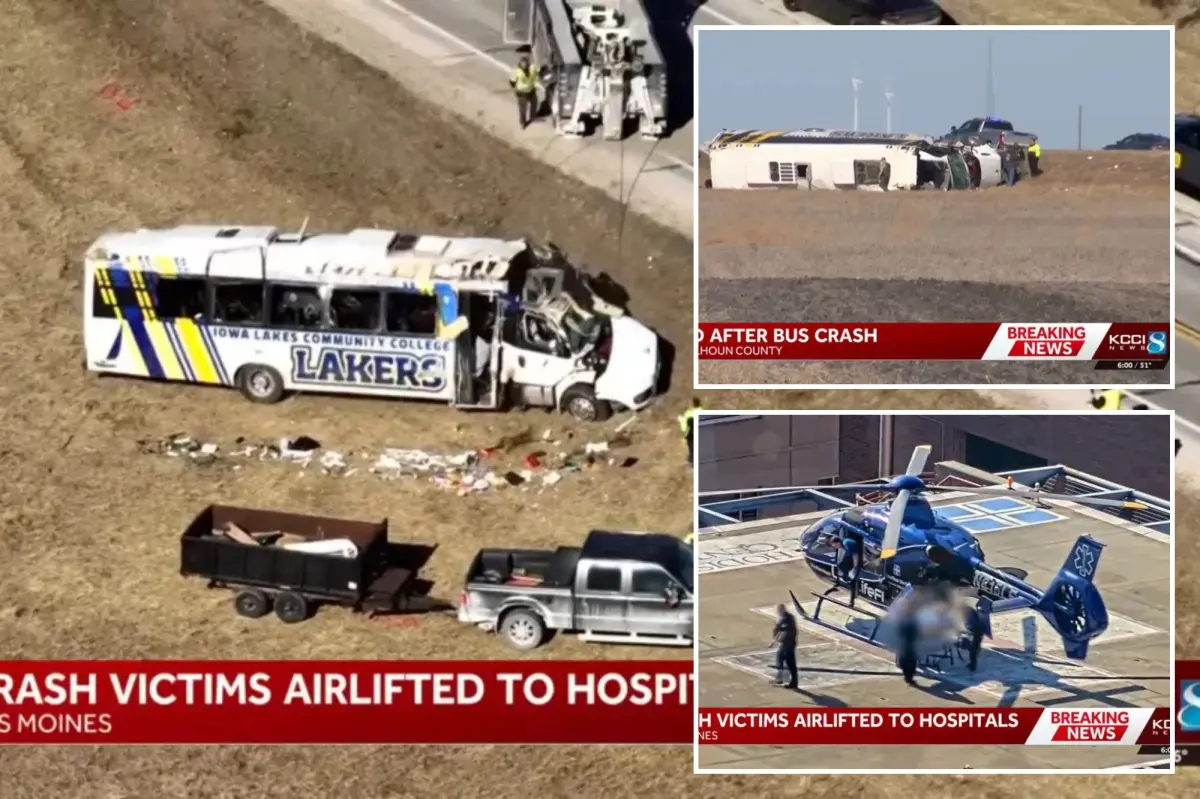 One person killed, 32 hurt in Iowa Lakes Community College baseball team bus accident