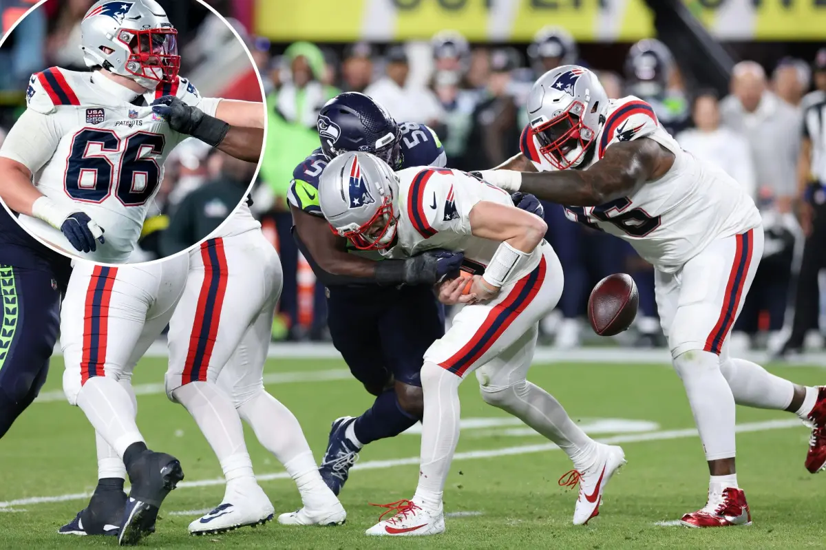 Patriots' offensive line struggles against Seahawks' defense in Super Bowl 2026
