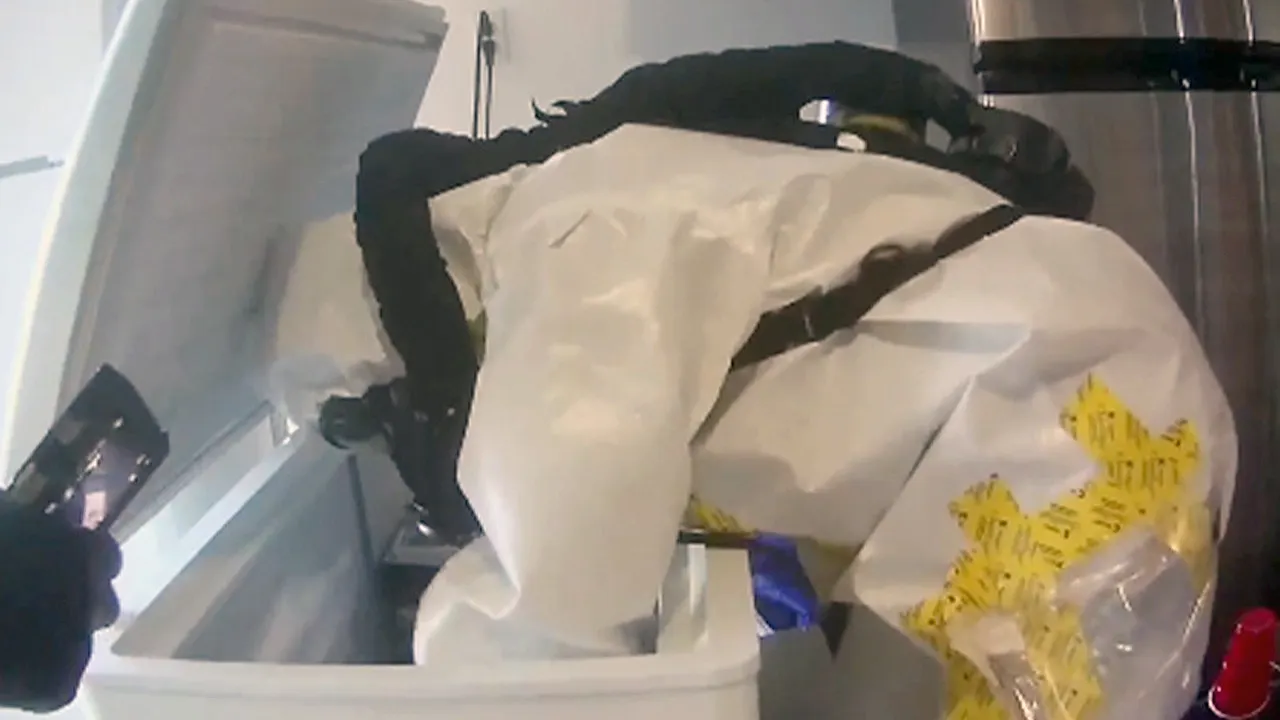 SWAT team officers conduct a raid on a residential biolab in Las Vegas