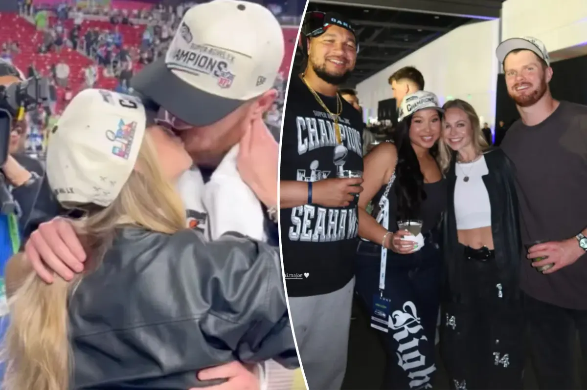 Sam Darnold's fiancée offers a glimpse into the celebration after the 2026 Super Bowl win.