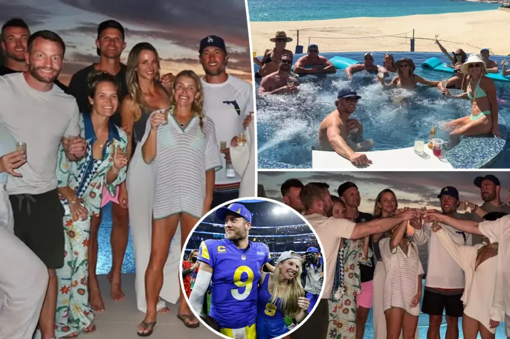Sean McVay and Matthew Stafford celebrate with their wives in Cabo