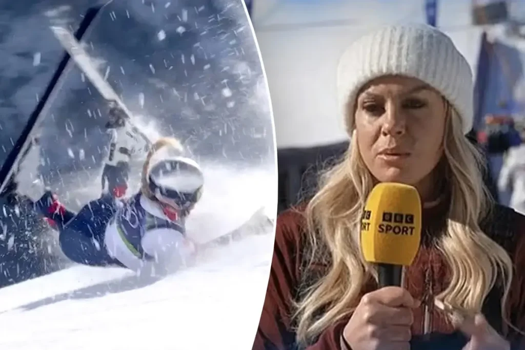 TV announcer Chemmy Alcott gets emotional about Lindsey Vonn's accident