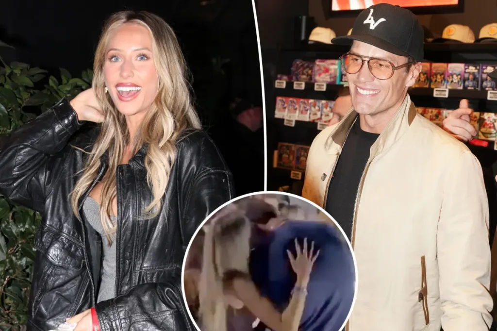 Tom Brady dances closely with Alix Earle at a private Super Bowl party.