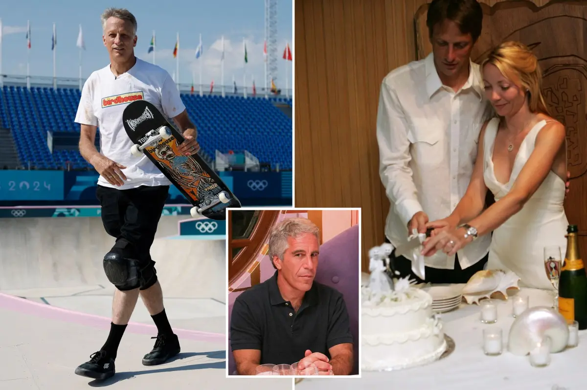 Tony Hawk dismisses false claims about his wedding taking place on Jeffrey Epstein's private island.