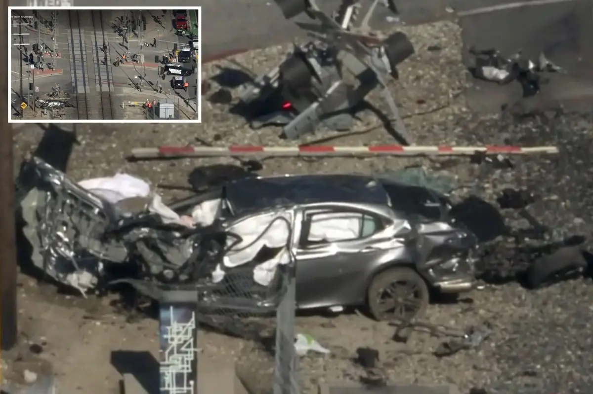 Train collides with car in Glendale, 1 person feared dead