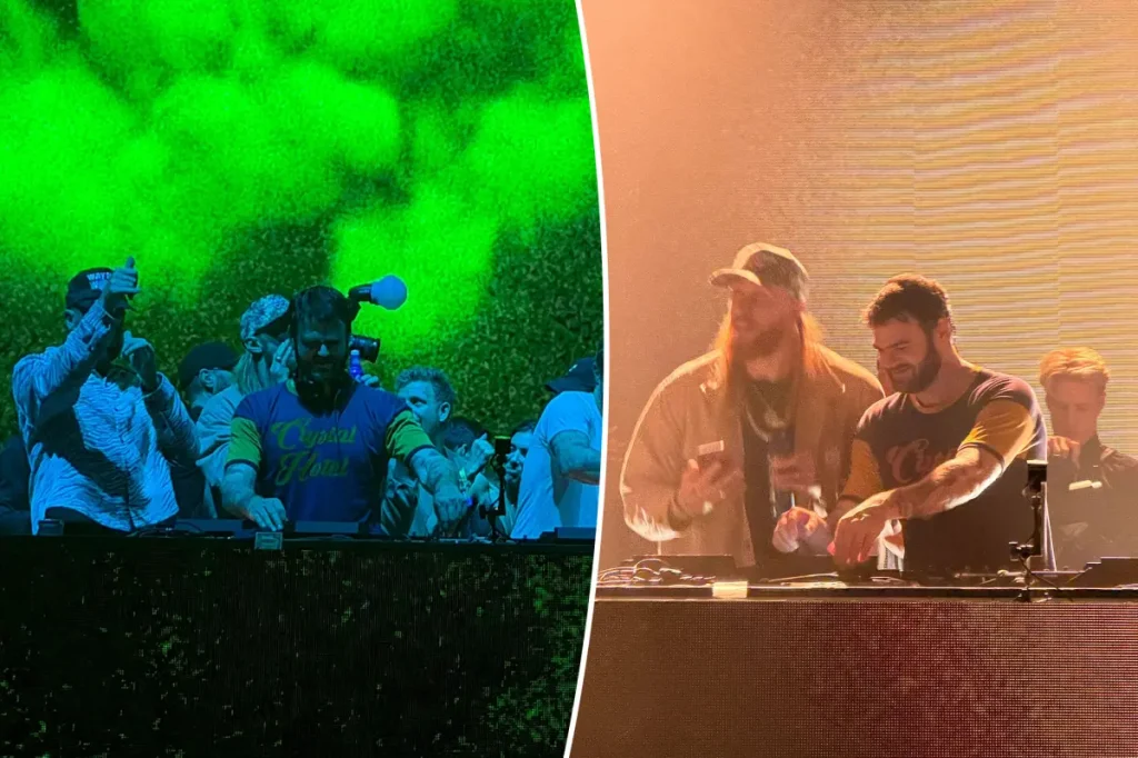Travis Kelce, George Kittle, and Rob Gronkowski show up at Chainsmokers' Super Bowl party in the Bay Area