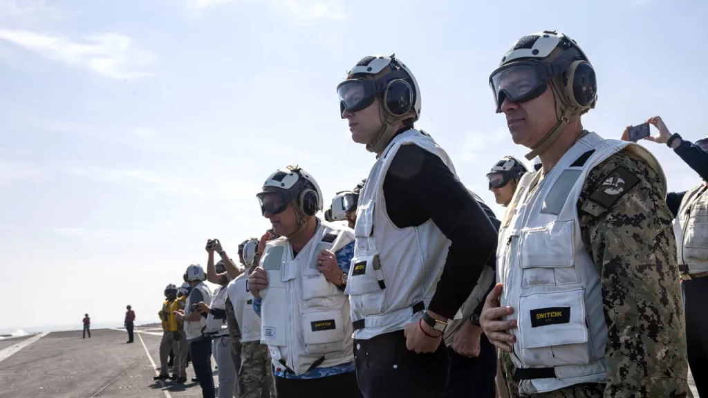 Witkoff and Kushner visit an aircraft carrier in the Middle East during rising tensions with Iran and ongoing discussions