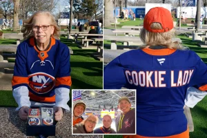 A devoted Islanders fan became the 'Cookie Lady' following the loss of her son to cancer.