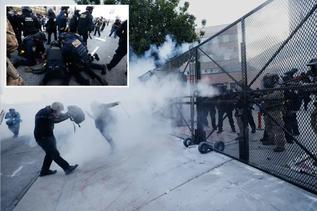 Angry 'No Kings' protesters gather in downtown Los Angeles