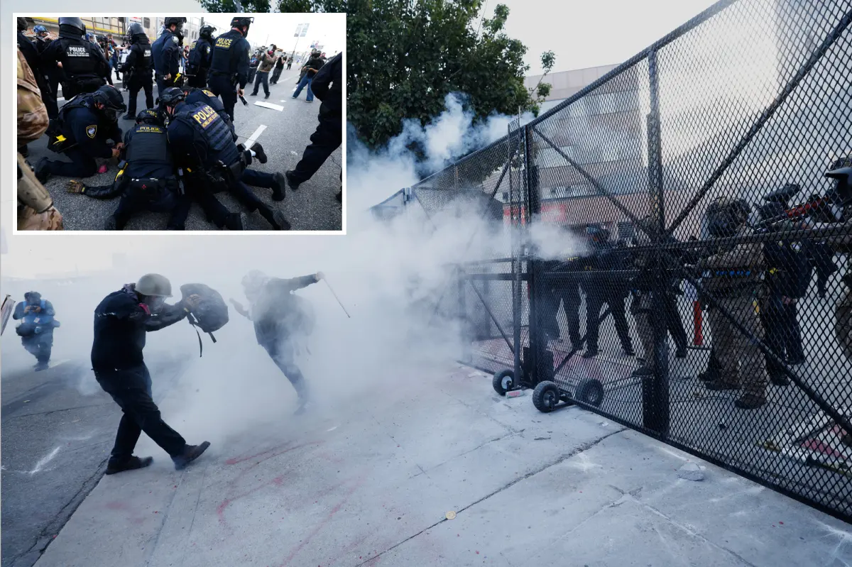 Angry 'No Kings' protesters gather in downtown Los Angeles