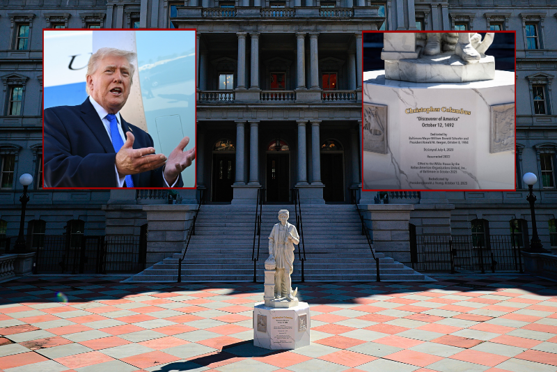 Baltimore statue that was toppled put back up on White House grounds