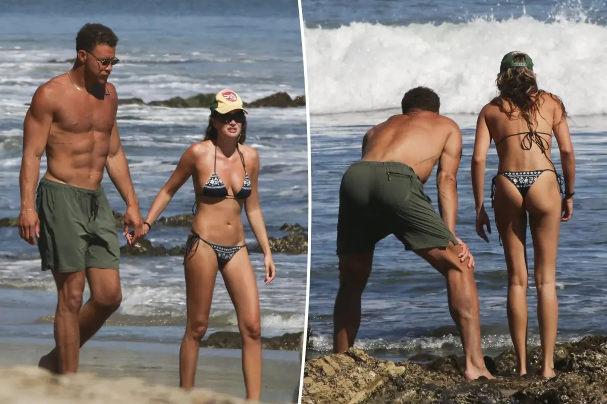 Blake Griffin spends time at the beach with his model fiancée after their private engagement.