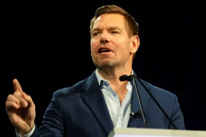 California gubernatorial candidate Eric Swalwell rents a room in a family home to assert his residency in the state, according to a report.