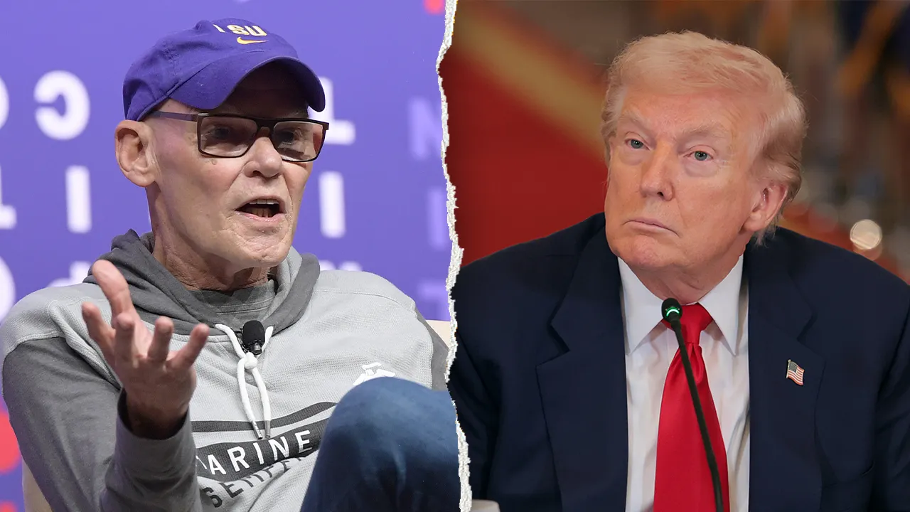 Carville forecasts that Trump will step down after the midterms and receive a pardon from Vance.