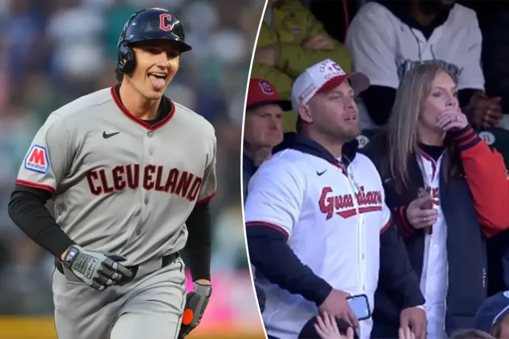 Chase DeLauter's family ensured his first home run was memorable before celebrating.