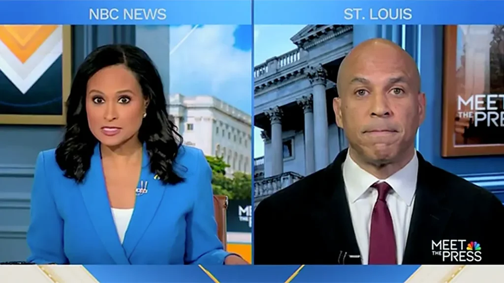 Cory Booker faced a 2016 video of him stating, 'I love Donald Trump.'