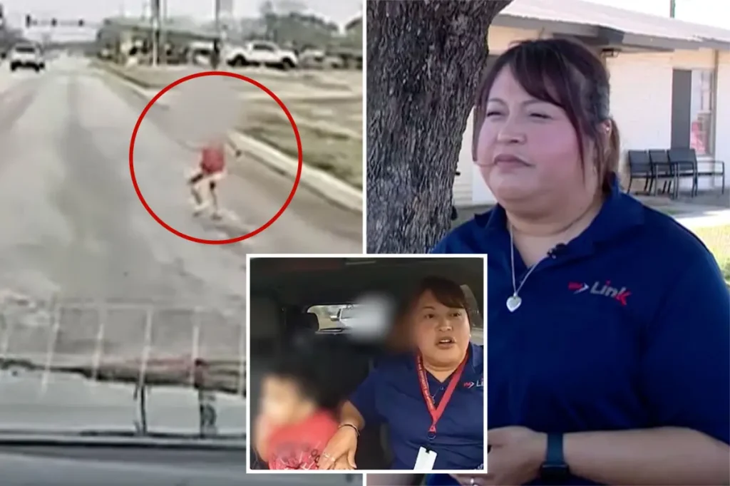 Dashcam video captures brave rideshare driver rescuing toddler wandering alone on a busy Texas street