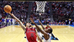 Dylan Darling from St. John's experiences a memorable moment in March Madness