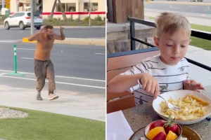Father describes troubling family dinner in Fresno as a homeless man has a meltdown nearby.