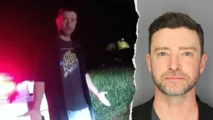 Footage of Justin Timberlake shows him struggling with field sobriety tests after a DWI incident.
