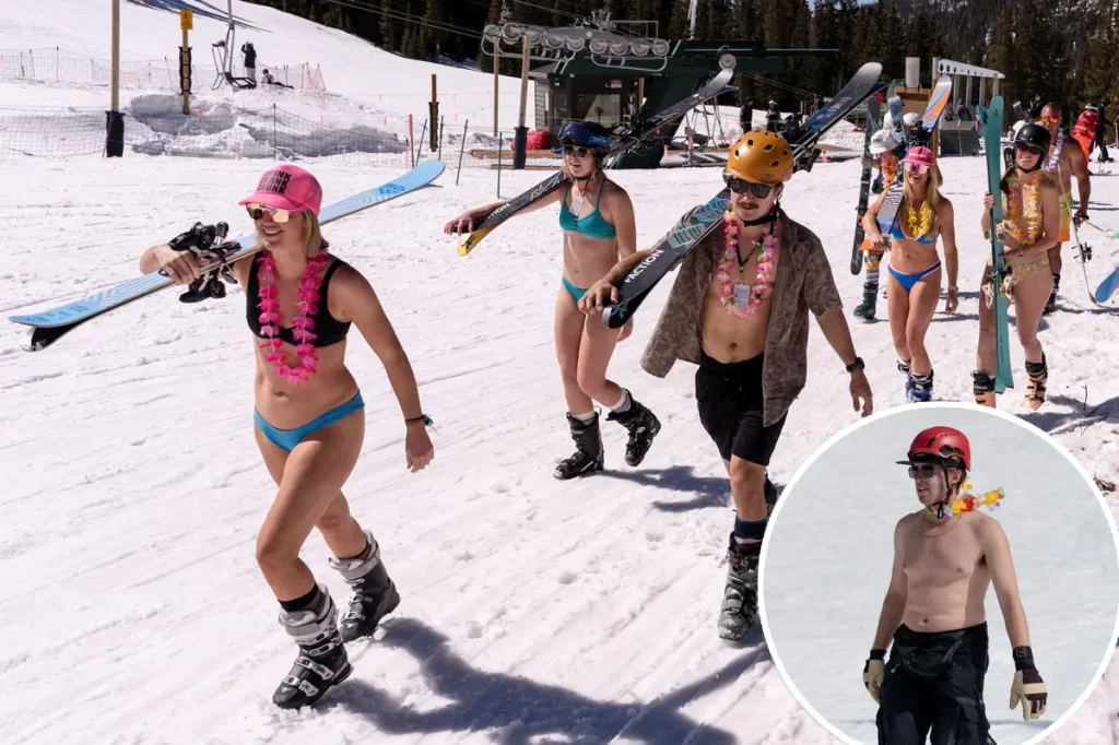 In extreme heat, US ski resorts clear snow while skiers don bikinis