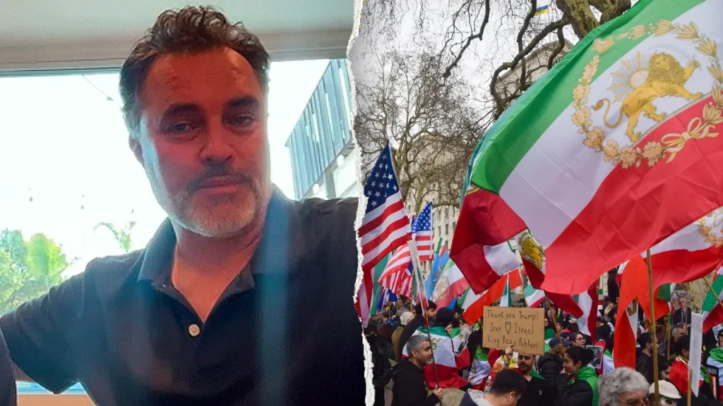 Iranian American couple from California stands against anti-war demonstrations in the US