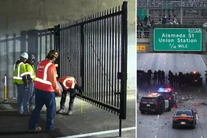 LA compelled to close 101 Freeway on-ramps with gates prior to 'No King's' protests