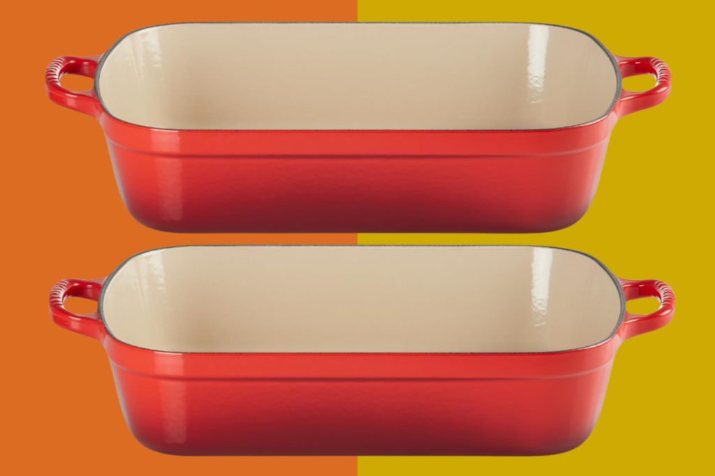 Le Creuset signature rectangular roaster on sale for 40% off in spring colors